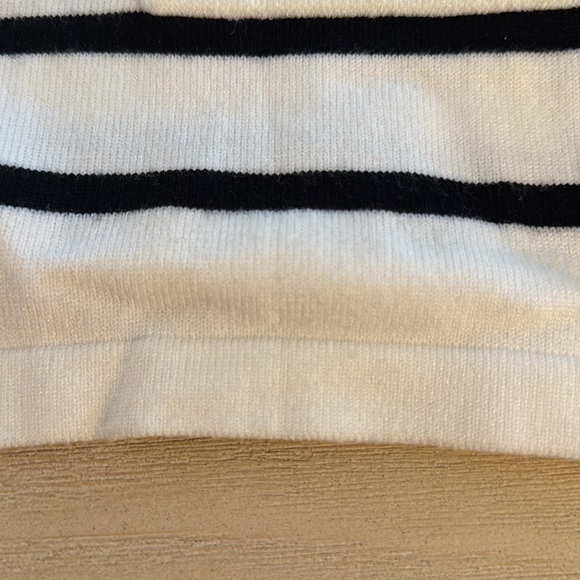 Women’s Striped Button-Up Sweater - Black and White - Picture 6 of 7